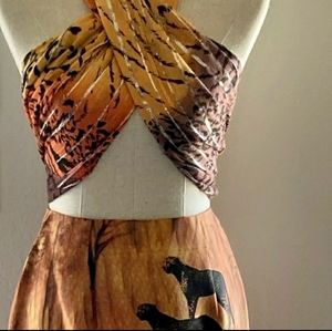 Beautiful VINTAGE leopard print beaded maxi skirt